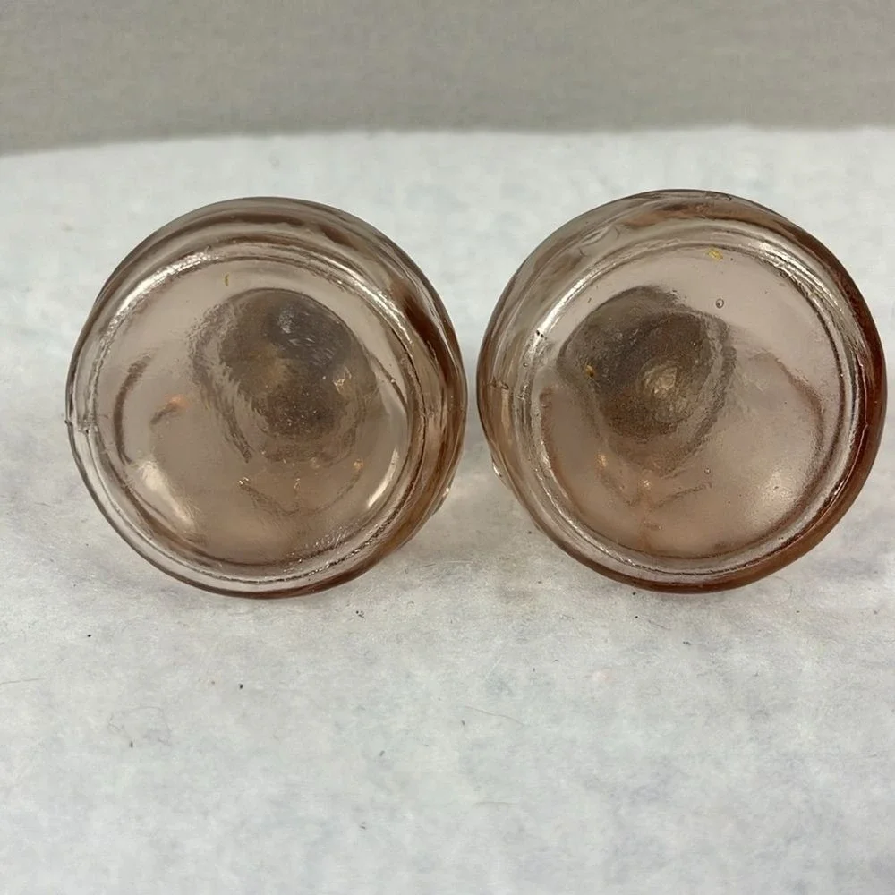 Pink Glass Figures Rotund Men Salt n Pepper Shakers Set of 2 Unique‎